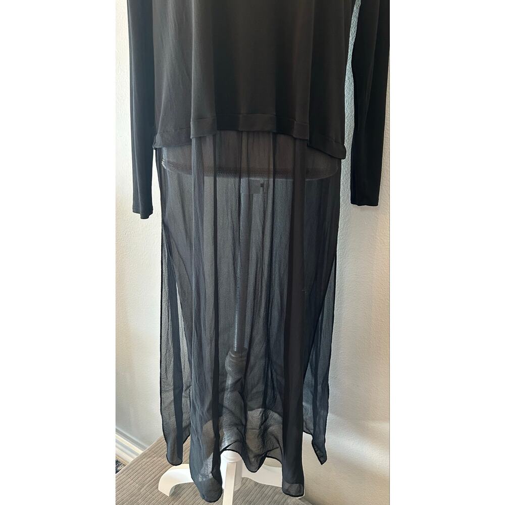 Eileen Fisher Black 100% Silk Double Layer Midi Dress Women's Medium - Picture 4 of 10